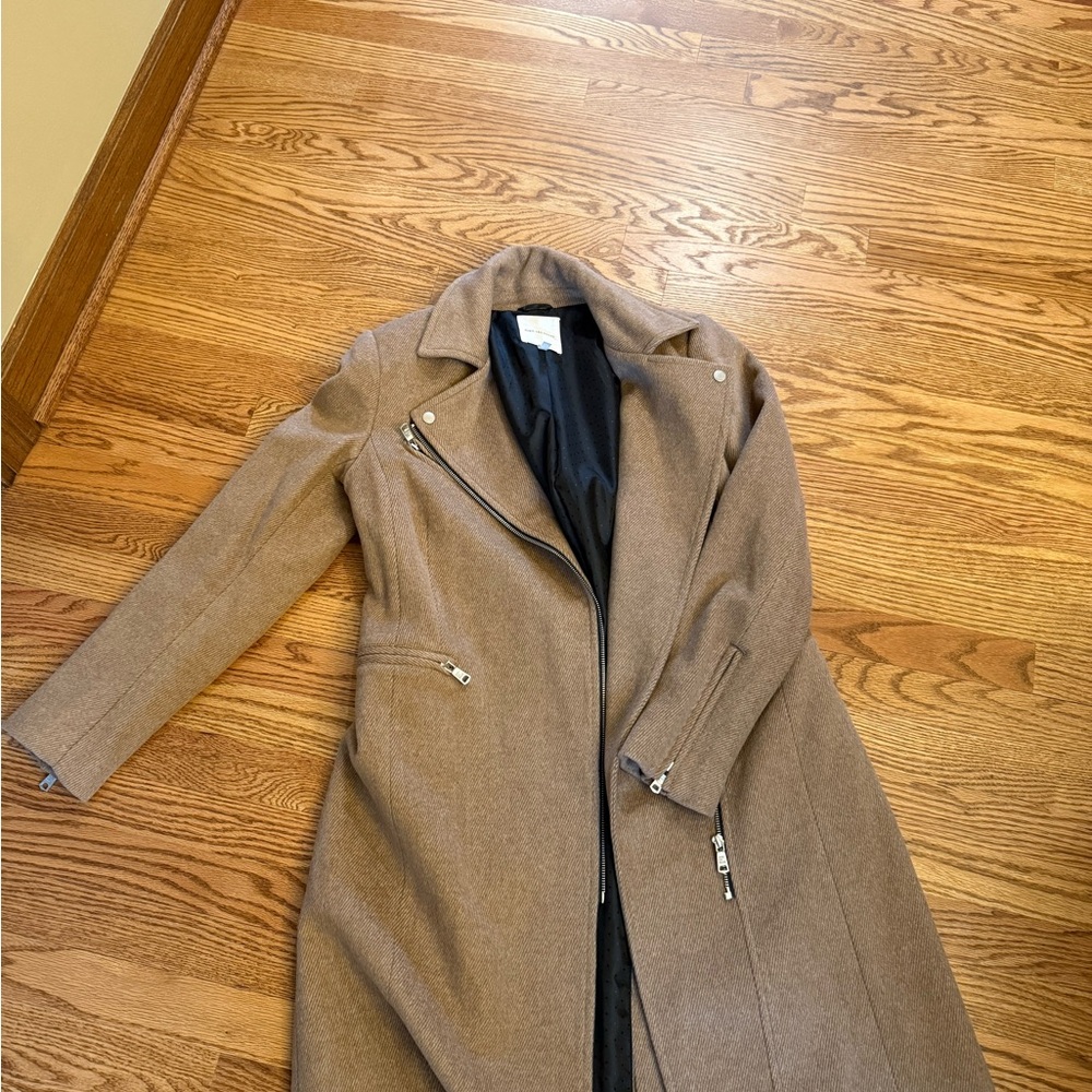 Avec Les Filles Tan Trench Coat with Zipper Details